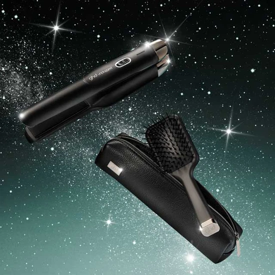 ghd Unplugged Festive Edition Cordless Straightener Gift Set 1x ghd unplugged, 1x ghd mini all rounder handbag & Paddle Brush
