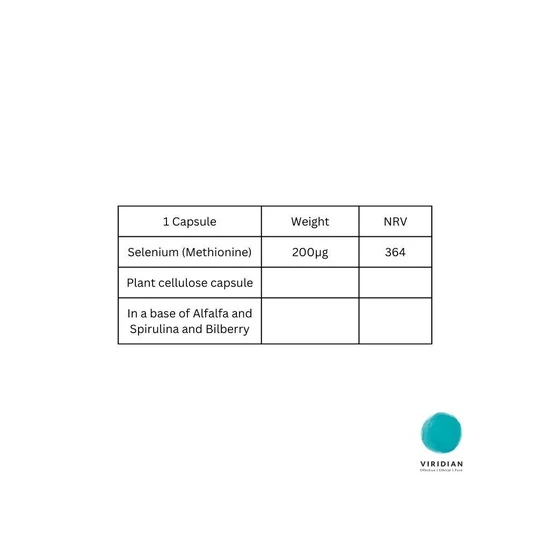 Viridian Selenium 200ug Veg Capsules 30 Capsules