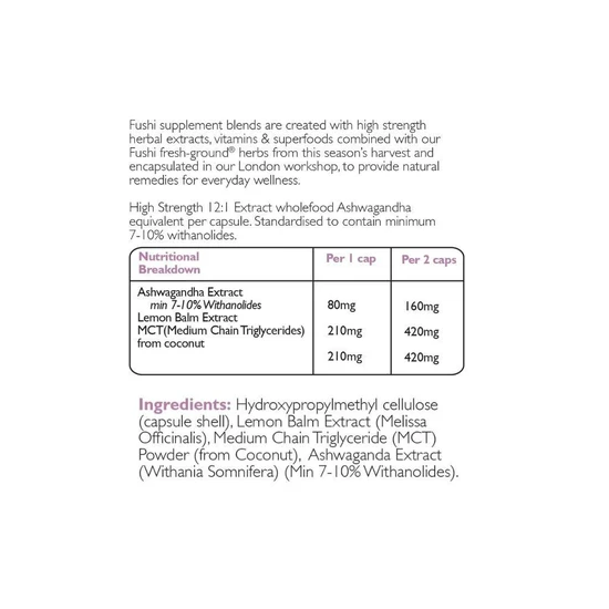 Fushi Herbal & Vitamin Blends Ashwagandha With Vegan MCT Extract 60 Capsules