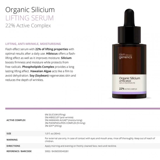 Skin Generics Lifting Serum Organic Silicium 22% Active Complex 30ml