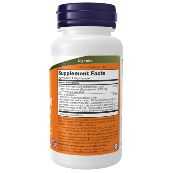 NOW Foods Aloe 10000 & Probiotics 60 Capsules