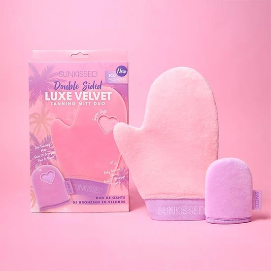 Sunkissed Double Sided Luxe Velvet Tanning Mitt Duo Body Tanning Glove + Face Tanning Mitt