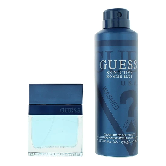 Guess Seductive Homme Blue Gift Set 50ml Eau De Toilette + 226ml Body Spray