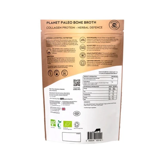 Planet Paleo Organic Bone Broth Collagen Protein Herbal Defence 225g