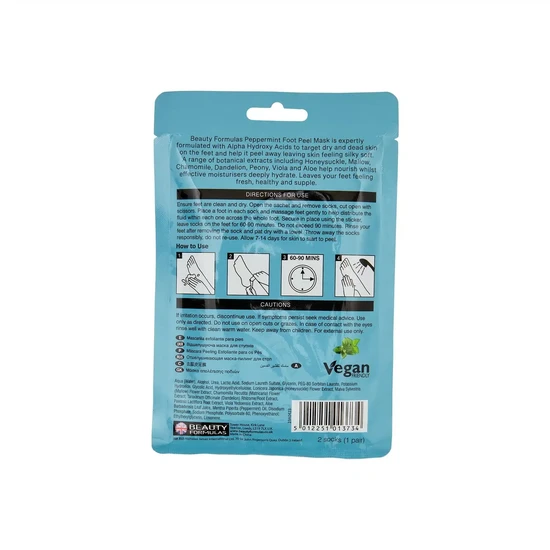 Beauty Formulas Peppermint Exfoliating Foot Peel Mask x1