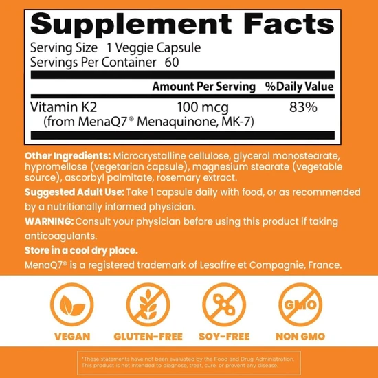 Doctor's Best Natural Vitamin K2 MK7 With MenaQ7 100mcg - 60 Veg Caps