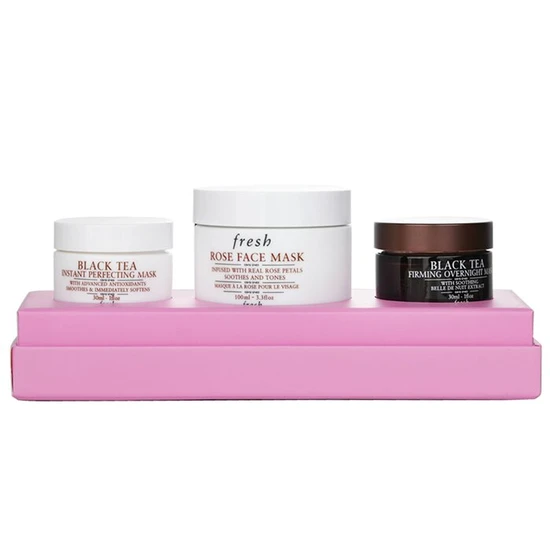 Fresh Face Mask Set: 1x Rose Face Mask 100ml/3.3oz + 1x Black Tea Firming Overnight Mask 30ml/1oz + 1x Black Tea Instant Perfecting Mask 30ml/1oz 3pcs