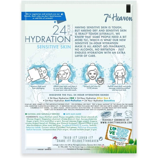 Montagne Jeunesse 7th Heaven 24h Hydration Sensitive Skin Sheet Mask 16g