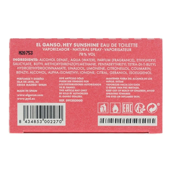 El Ganso Hey Sunshine Eau De Toilette 75ml