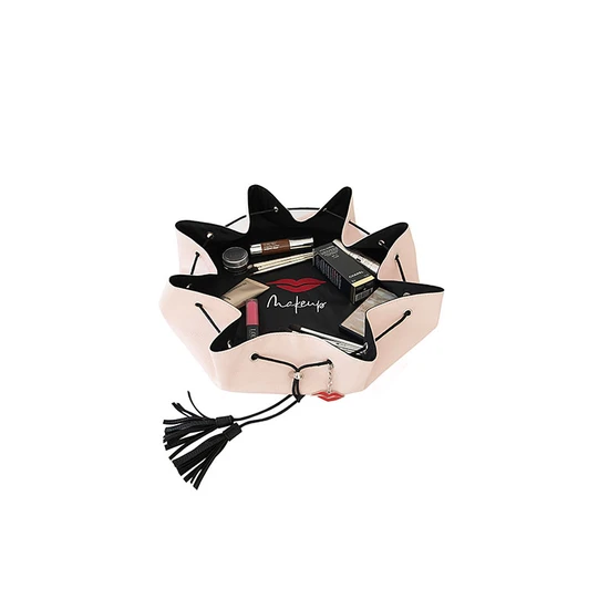 Donna May London Vegan Lay-Flat Drawstring Makeup Bag Blush Pink