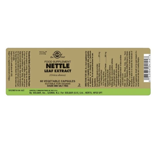 Solgar Nettle Leaf Extract Vegicaps 60 Vegicaps