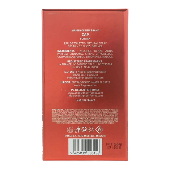New Brand Zap For Men Eau De Toilette 100ml