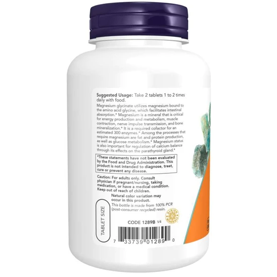 NOW Foods Magnesium Glycinate Tablets 180 Tablets