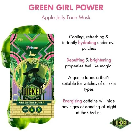 7th Heaven Wicked Elphaba Green Girl Power Apple Jelly Mask