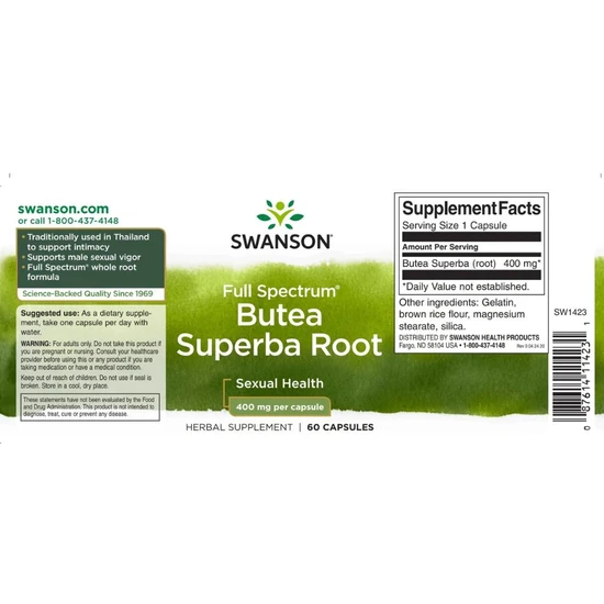 Swanson Full Spectrum Butea Superba Root 400mg Capsules 60 Capsules