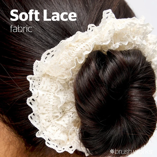 Brushworks Lace Scrunchies Black & White x2