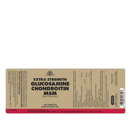 Solgar Specialty Extra Strength Glucosamine Chondroitin MSM Tablets x120