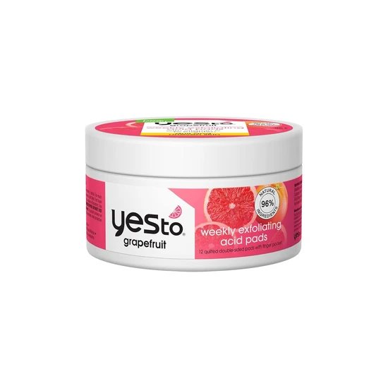 Yes To Grapefruit Exfoliating Acid Pads Glow Boosting 12 Quilted Pads Double Sided