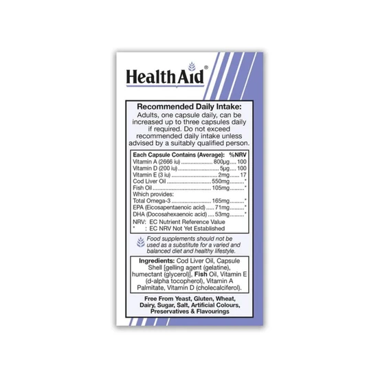 Health Aid Cod Liver Oil 550mg Capsules 90 Capsules