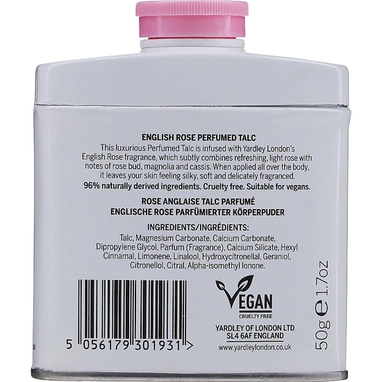 Yardley English Rose Perfumed Body Powder 50g