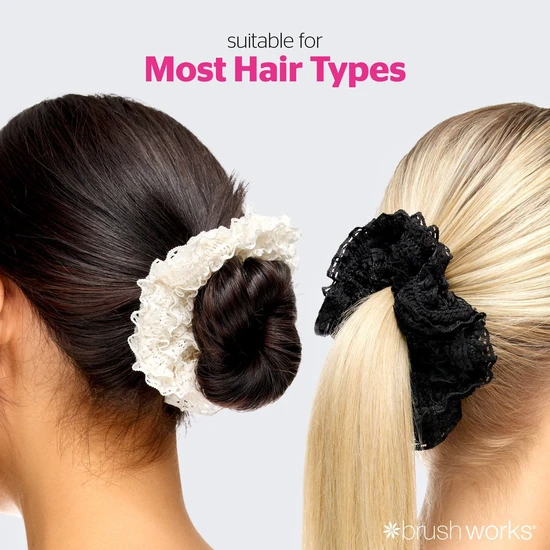 Brushworks Lace Scrunchies Black & White x2