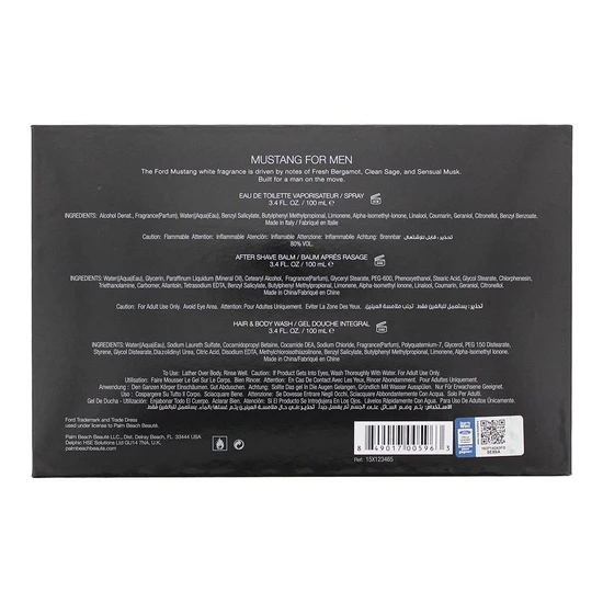 Mustang White Eau De Toilette 100ml, Aftershave Balm 100ml, Hair & Body Wash 100ml Set 100ml