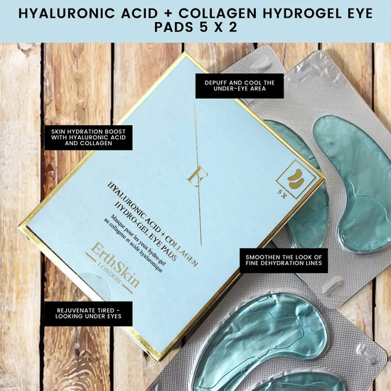 Erth Skin London Hyaluronic Acid & Collagen Hydro-Gel Eye Pads 5 x 2