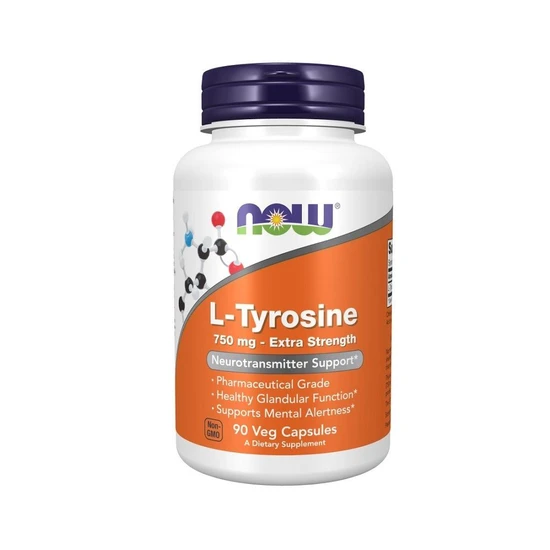 NOW Foods L-Tyrosine, Extra Strength 750mg Vegicaps 90 Vegicaps