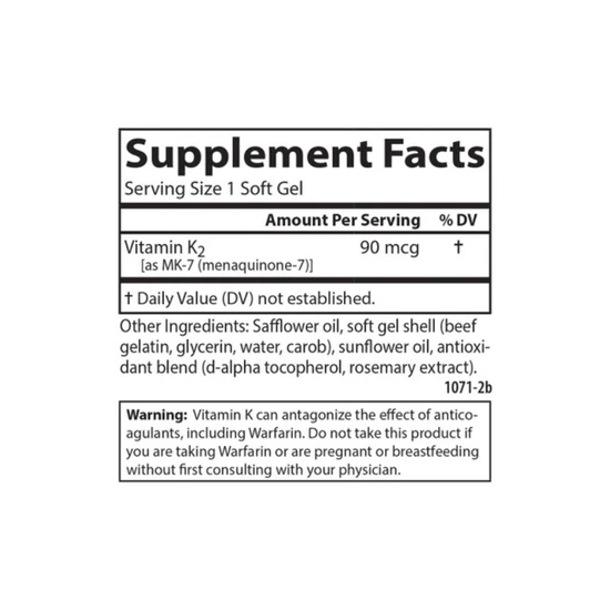 Carlson Labs Vitamin K2 MK-7 90mcg Softgels 60 Softgels