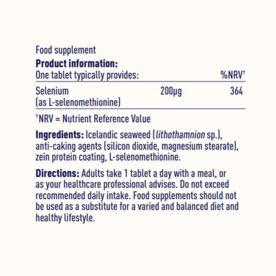 Higher Nature Selenium 200ug Vegan Tablets 60 Tablets