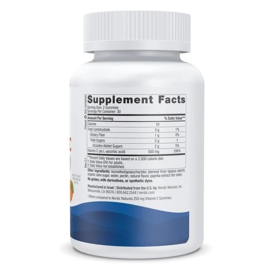 Nordic Naturals Vitamin C Extra Strength Tangerine Gummies 60 Gummies