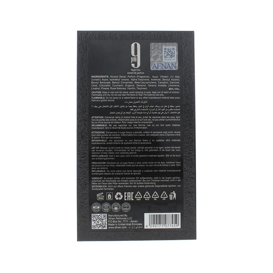 Afnan 9 PM Night Out Eau De Parfum 100ml