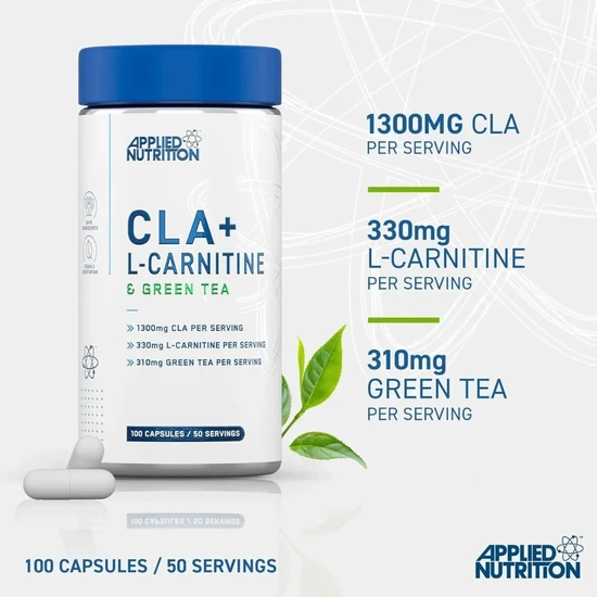 Applied Nutrition CLA + L-Carnitine & Green Tea Capsules 100 Capsules