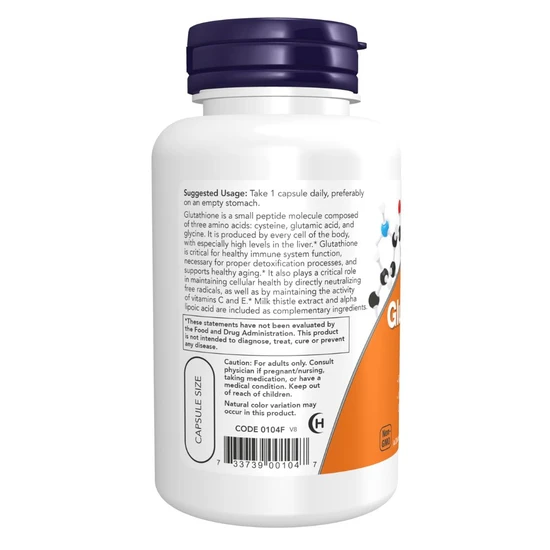 NOW Foods Glutathione With Milk Thistle Extract & Alpha Lipoic Acid 500mg Capsules 60 Capsules