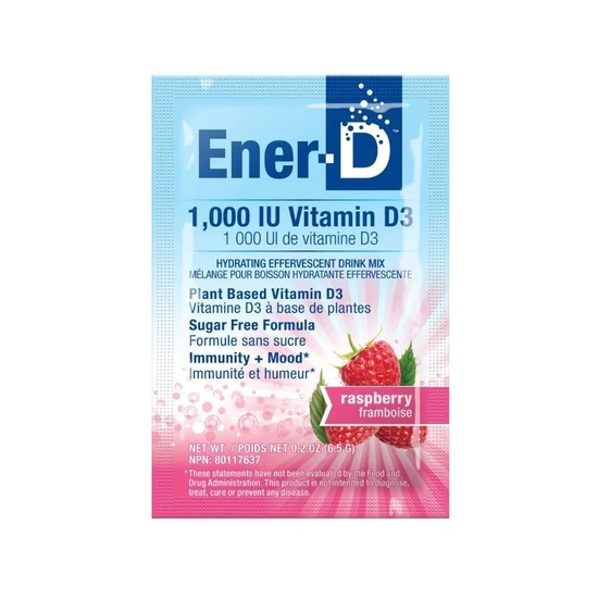 Ener-Life Ener-D Vit D3 1000IU Raspberry Sugar Free Sachets 24 Sachets