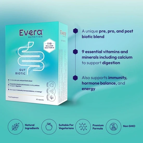 Evera Nutrition Gut Biotic Capsules 60 Capsules