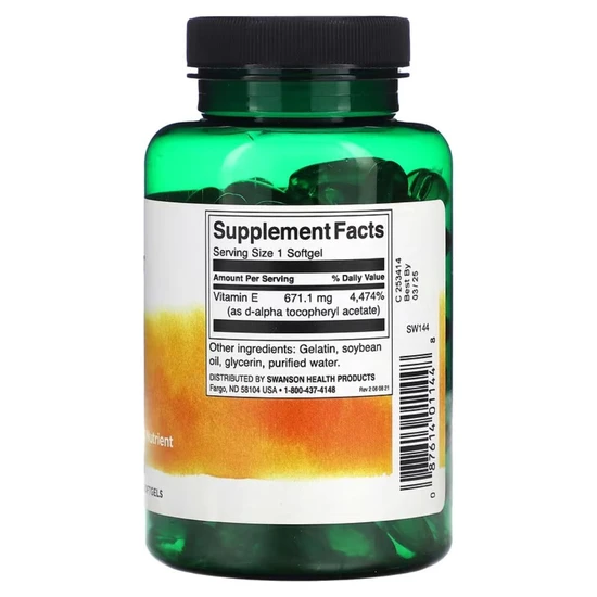 Swanson Vitamin E 1000iu 100 Softgels