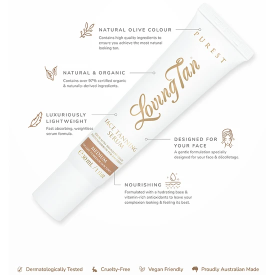 Loving Tan Purest Tanning Face Tanning Serum Medium 30ml