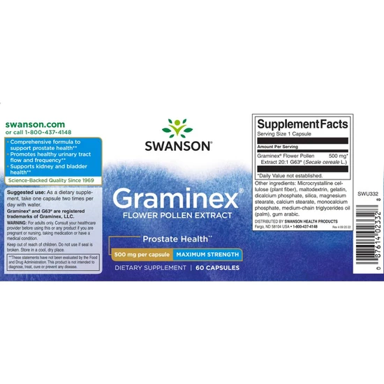 Swanson Graminex 500mg Capsules 60 Capsules