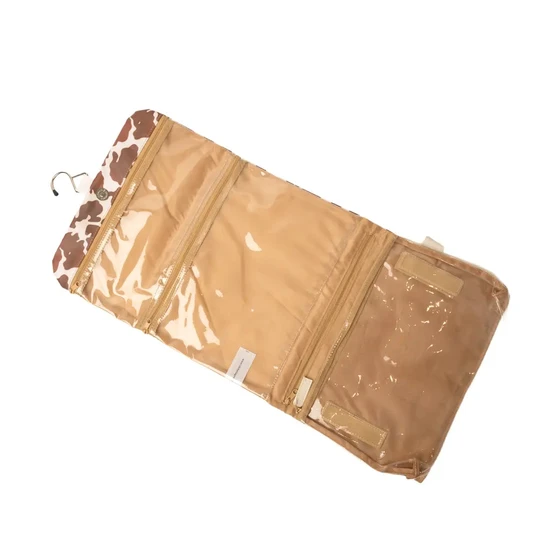 Victoria Green Threefold Hanging Wash Bag Cow Print