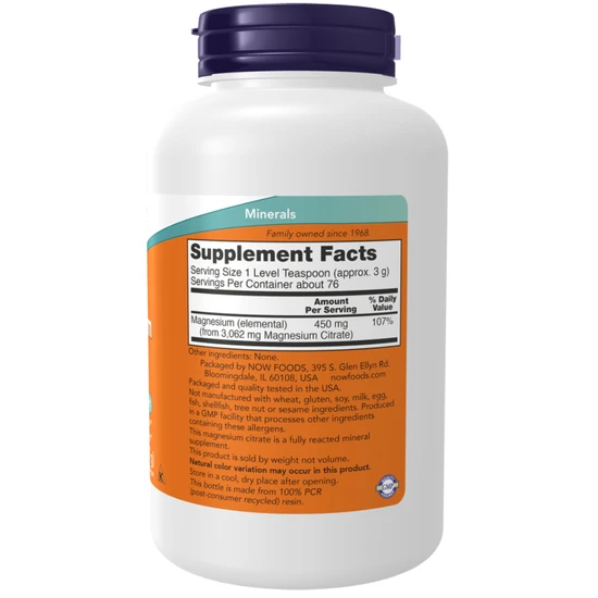 NOW Foods Magnesium Citrate Pure Powder 227g