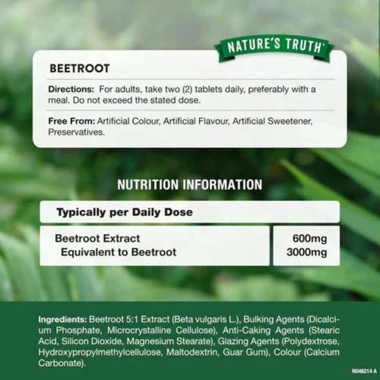 Nature's Truth Beetroot Extract 3000mg Tablets 60 Tablets