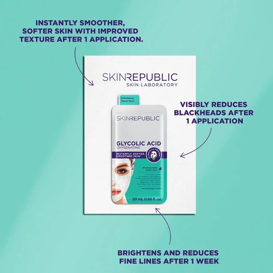 Skin Republic Glycolic Acid Oxygenating Face Sheet Mask 20ml