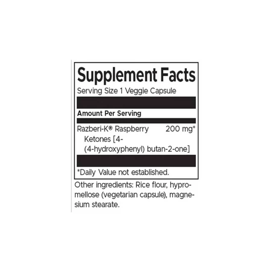 Swanson Double Strength Razberi-K 200mg Capsules 60 Capsules