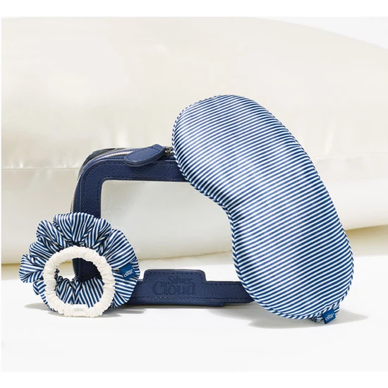 Silver Cloud Santorini Satin+ Pillowcase, Sleep Mask, Scrunchie Travel Set