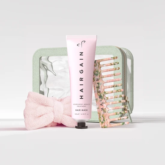 Hair Gain Pampering Gift Set Mini Hair Mask + Wide Tooth Comb + Pink Bow Headband