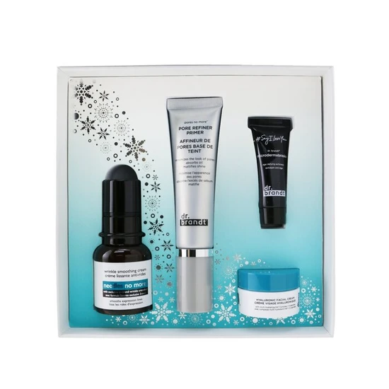 Dr Brandt Skin Care Wishlist Kit: Pore Refiner Primer 30ml+ Wrinkle Smoothing Cream 15g+ Microdermabrasion 7.5g+ Hyaluronic Cream 10g 4pcs