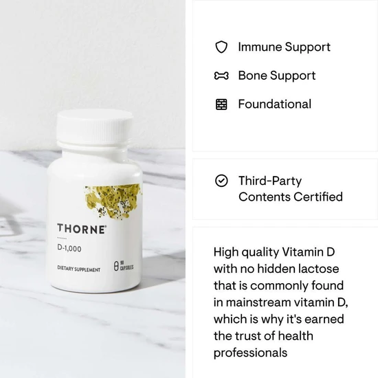 Thorne Vitamin D-1000 Capsules 90 Capsules