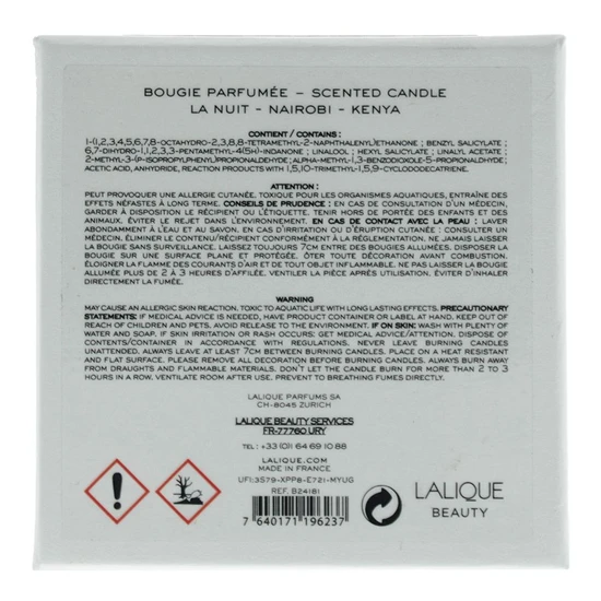 Lalique La Nuit Nairobi Kenya Candle 190g