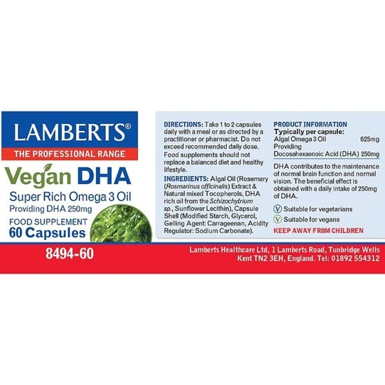 Lamberts Vegan DHA Capsules 60 Capsules